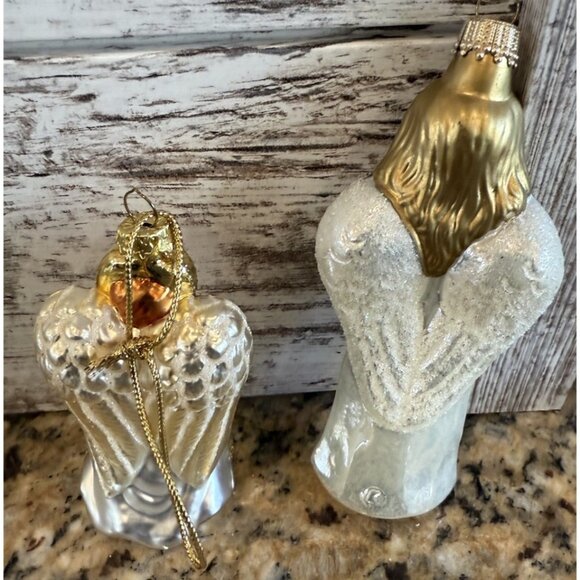 Vintage Glass Blown Angels Christmas Ornament Lot Of 2 - Picture 5 of 8
